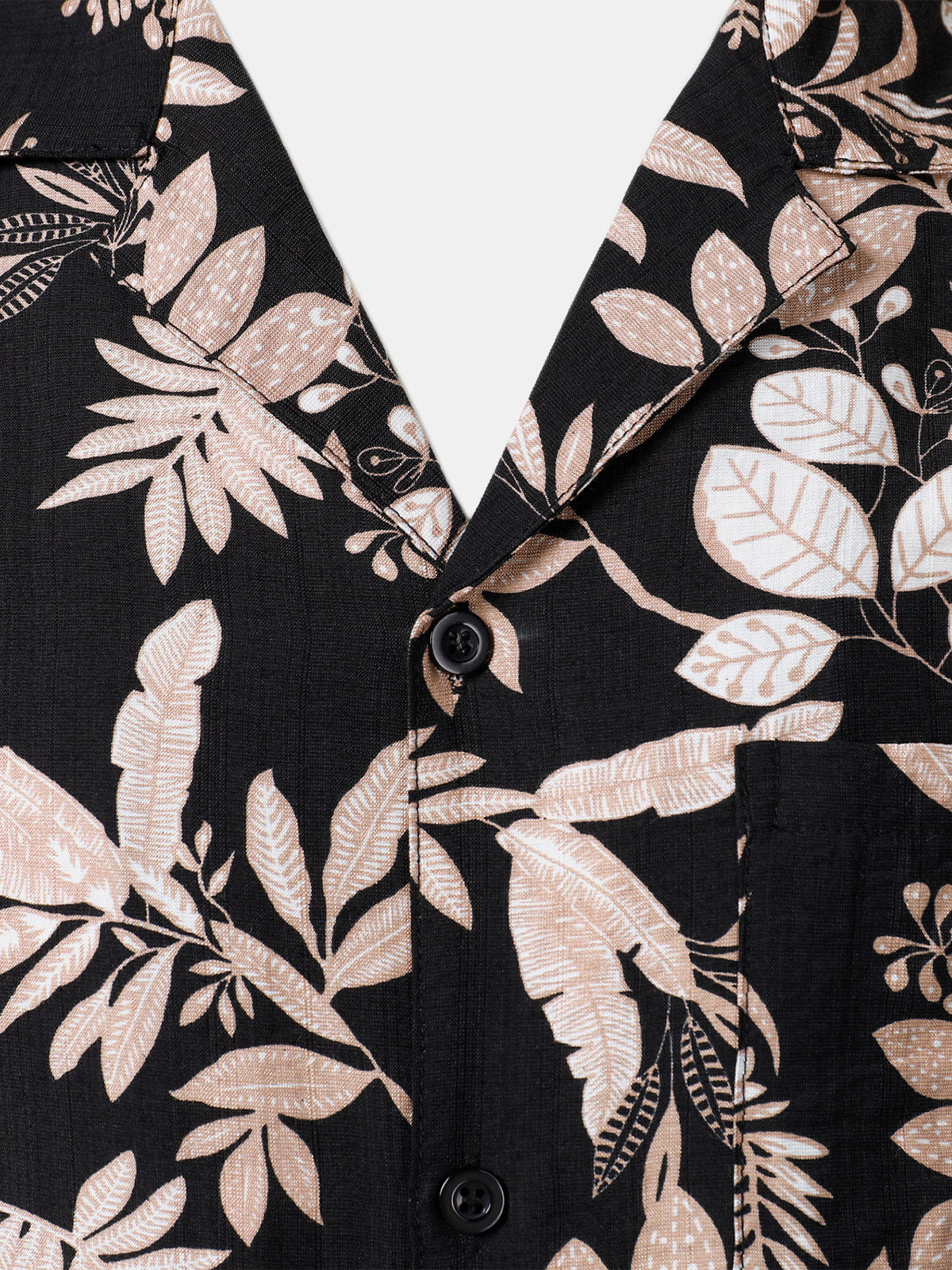 Summer Beach Tropical Leaves Print Short Sleeve Shirt