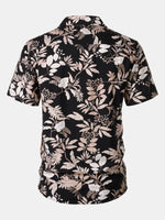 Summer Beach Tropical Leaves Print Short Sleeve Shirt