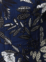 Hawaiian Navy Tropical Leaves Print Casual Shirt