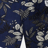 Hawaiian Navy Tropical Leaves Print Casual Shirt