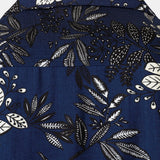 Hawaiian Navy Tropical Leaves Print Casual Shirt