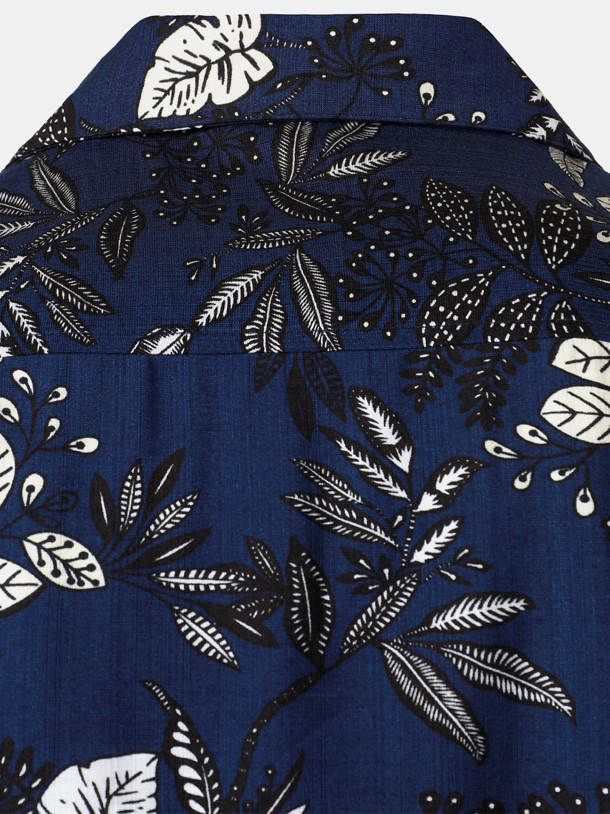 Hawaiian Navy Tropical Leaves Print Casual Shirt