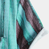 Vintage-Style Green Striped Short-Sleeve Summer Shirt