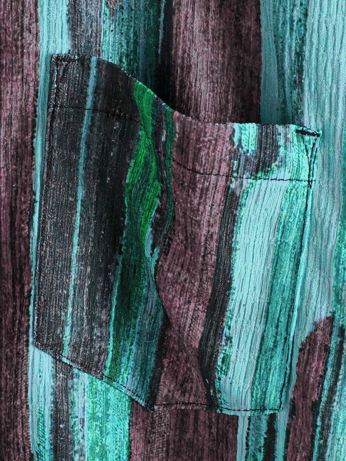 Vintage-Style Green Striped Short-Sleeve Summer Shirt