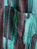 Vintage-Style Green Striped Short-Sleeve Summer Shirt
