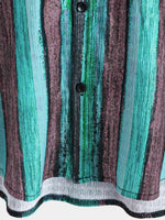 Vintage-Style Green Striped Short-Sleeve Summer Shirt