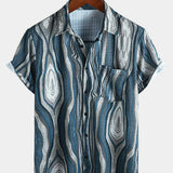 Short-Sleeve Summer Shirt, Retro Geometric Pattern