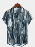 Short-Sleeve Summer Shirt, Retro Geometric Pattern