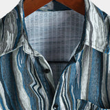 Short-Sleeve Summer Shirt, Retro Geometric Pattern
