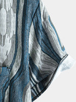 Short-Sleeve Summer Shirt, Retro Geometric Pattern