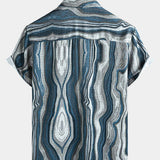 Short-Sleeve Summer Shirt, Retro Geometric Pattern