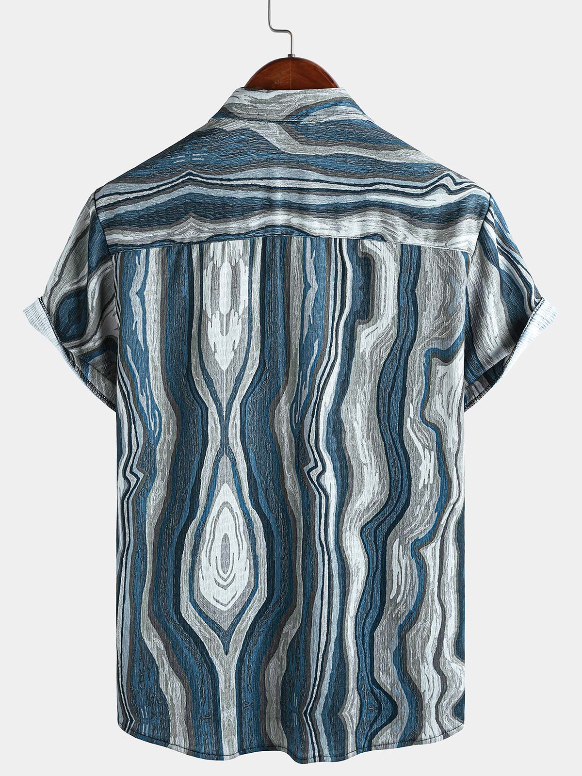 Short-Sleeve Summer Shirt, Retro Geometric Pattern