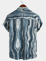 Short-Sleeve Summer Shirt, Retro Geometric Pattern
