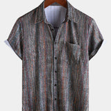 Vintage-Style Short-Sleeve Button-Up Summer Shirt