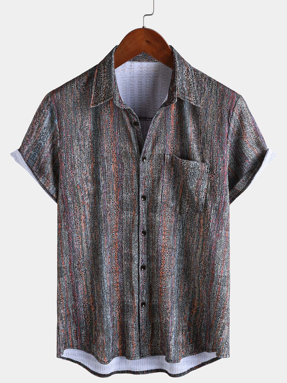 Vintage-Style Short-Sleeve Button-Up Summer Shirt