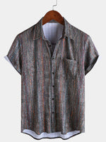 Vintage-Style Short-Sleeve Button-Up Summer Shirt