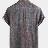 Vintage-Style Short-Sleeve Button-Up Summer Shirt