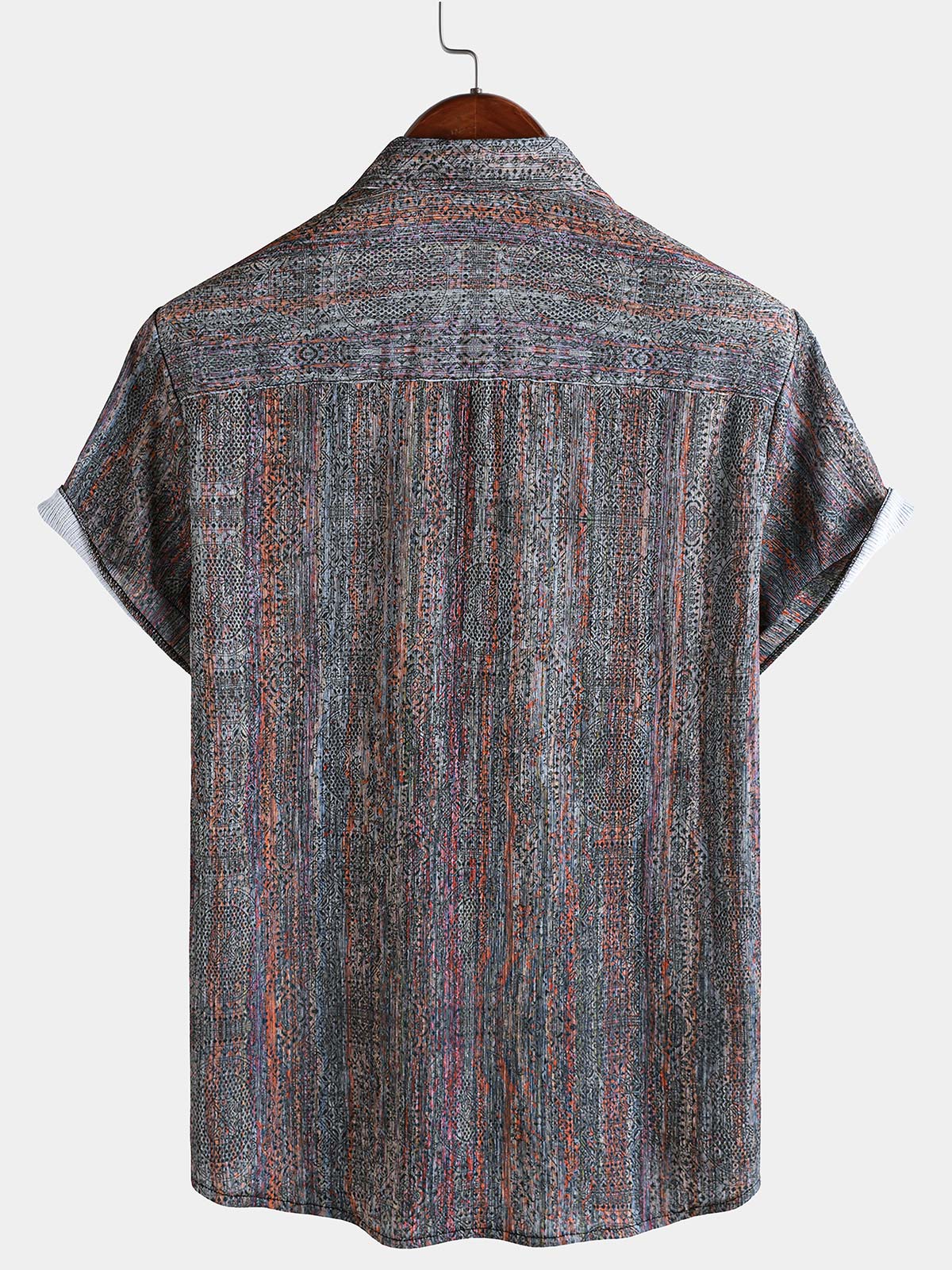 Vintage-Style Short-Sleeve Button-Up Summer Shirt