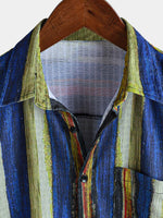 Vintage-Style Yellow Striped Short-Sleeve Summer Shirt