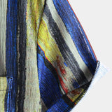 Vintage-Style Yellow Striped Short-Sleeve Summer Shirt