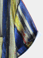 Vintage-Style Yellow Striped Short-Sleeve Summer Shirt