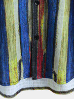 Vintage-Style Yellow Striped Short-Sleeve Summer Shirt