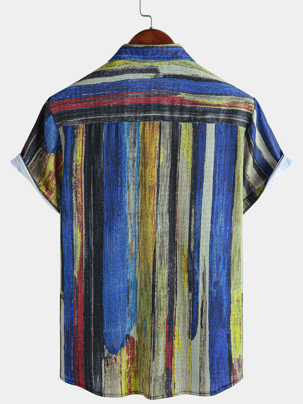Vintage-Style Yellow Striped Short-Sleeve Summer Shirt