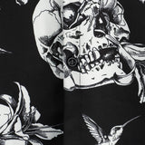 Black Hawaiian Short-Sleeve Shirt for Men with Skull, Hummingbird and Punk Rock Style