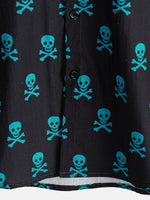 Cotton Summer Short Sleeve Shirt for Men with Punk Rock Skull Pattern