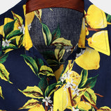 Hawaiian Beach Summer Vacation Short-Sleeve Tropical Lemon Print Shirt