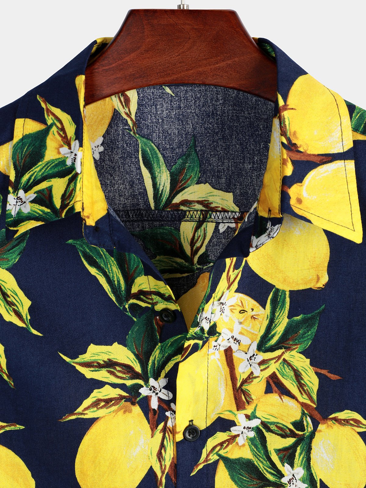 Hawaiian Beach Summer Vacation Short-Sleeve Tropical Lemon Print Shirt
