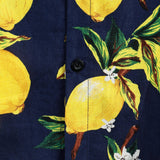 Hawaiian Beach Summer Vacation Short-Sleeve Tropical Lemon Print Shirt