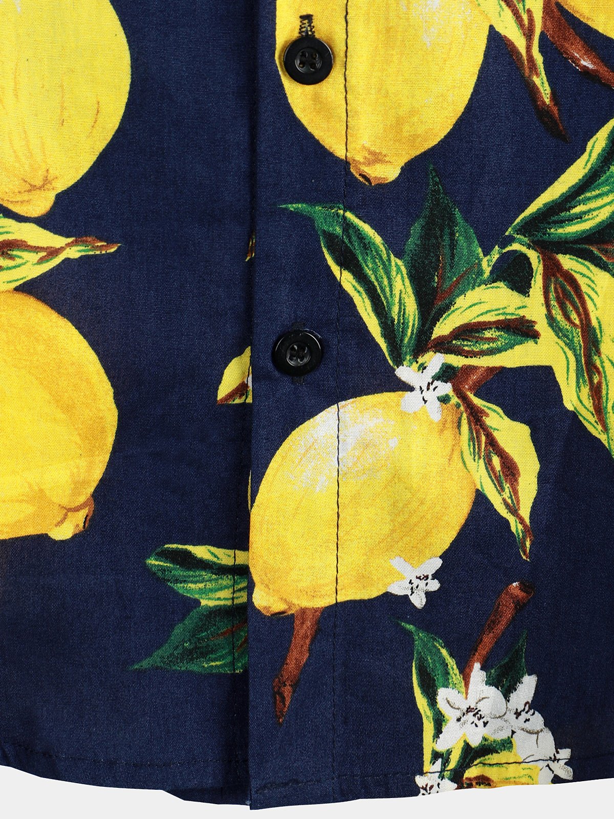 Hawaiian Beach Summer Vacation Short-Sleeve Tropical Lemon Print Shirt