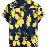 Cotton Hawaiian Shirt with Short Sleeves in Yellow Limes for Men