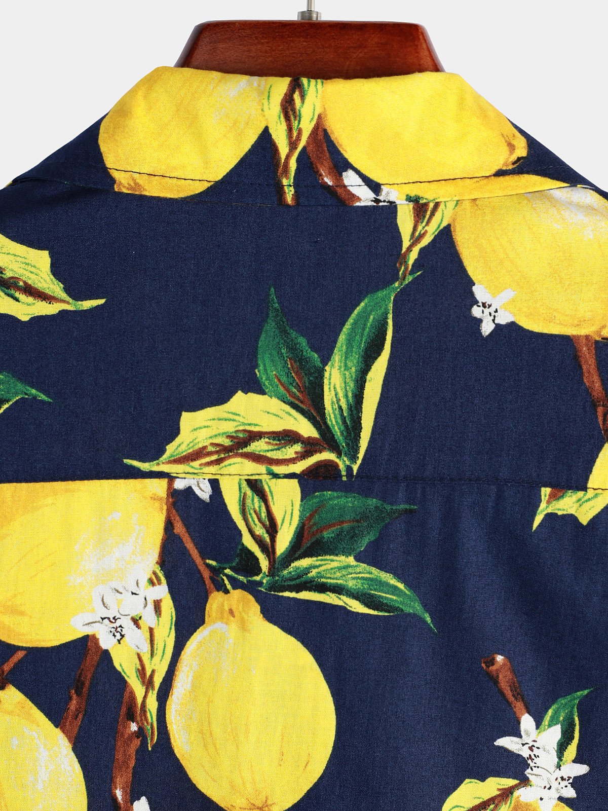 Hawaiian Beach Summer Vacation Short-Sleeve Tropical Lemon Print Shirt