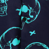 Aloha Hawaiian Short Sleeve Shirt, Blue Skull Print, Artistic Graphic Button