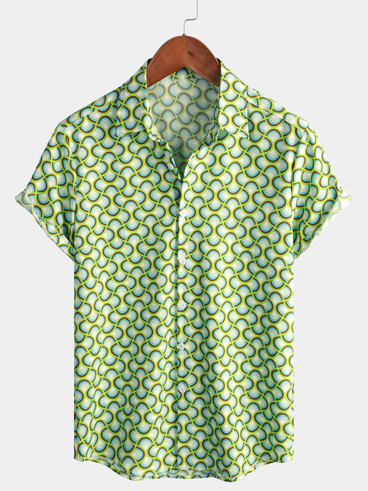 Green Short-Sleeve Summer Beach Shirt