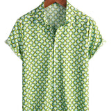 Men's Green Cotton Shirt with Short Sleeve for Summer