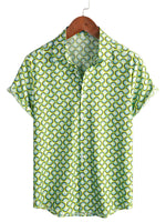 Men's Green Cotton Shirt with Short Sleeve for Summer