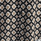 Black Short-Sleeve Summer Shirt, Vintage Geometric Floral Pattern