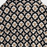 Black Short-Sleeve Summer Shirt, Vintage Geometric Floral Pattern
