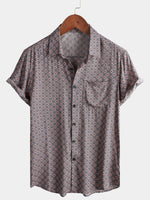 Vintage Geometric Summer Beach Short Sleeve Shirt