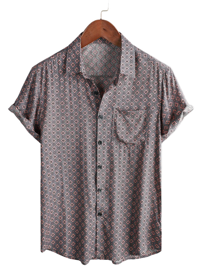 Men's Shirt Short Sleeve Cotton with Buttons
