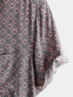 Vintage Geometric Summer Beach Short Sleeve Shirt