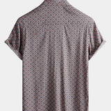 Vintage Geometric Summer Beach Short Sleeve Shirt