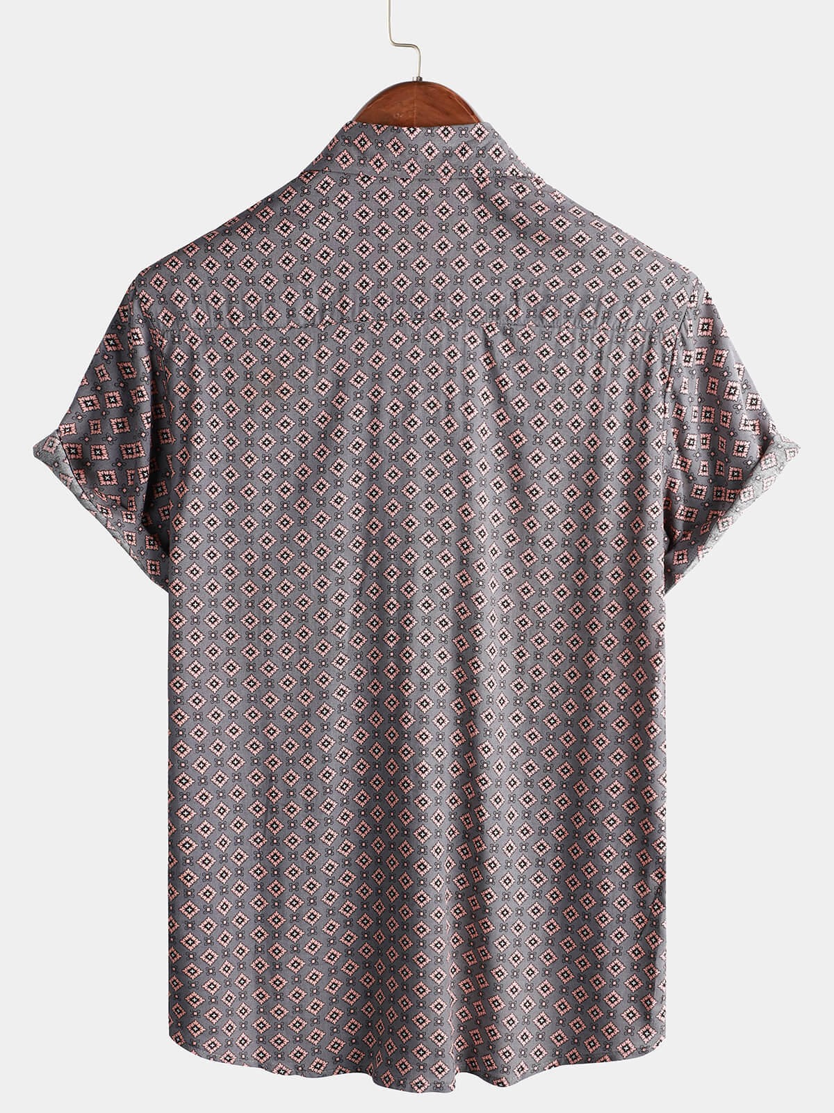 Vintage Geometric Summer Beach Short Sleeve Shirt