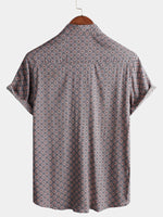 Vintage Geometric Summer Beach Short Sleeve Shirt