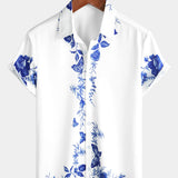 Hawaiian Shirt with Blue Floral Print