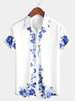Hawaiian Shirt with Blue Floral Print