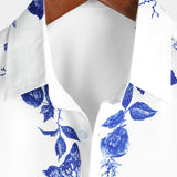 Hawaiian Shirt with Blue Floral Print